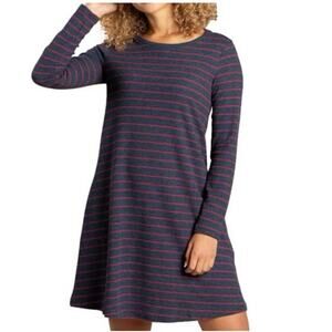 Toad&Co Foothill Long Sleeve Swing Dress True Navy Stripe Small